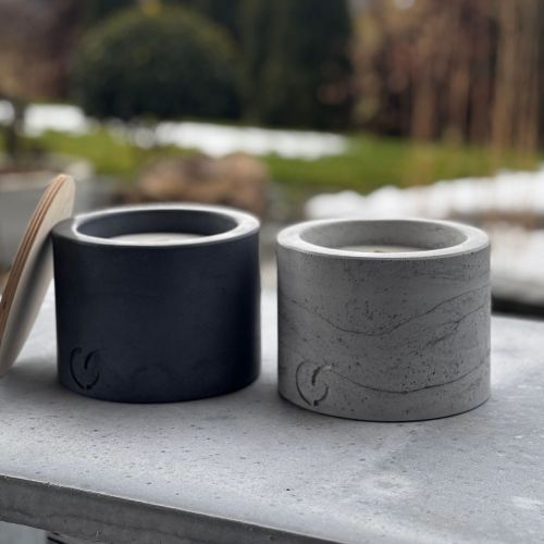 CS-Beton Tischfeuer PLAIN dunkelgrau 16 cm rund In- und Outdoor-Deko mit Holzabdeckung