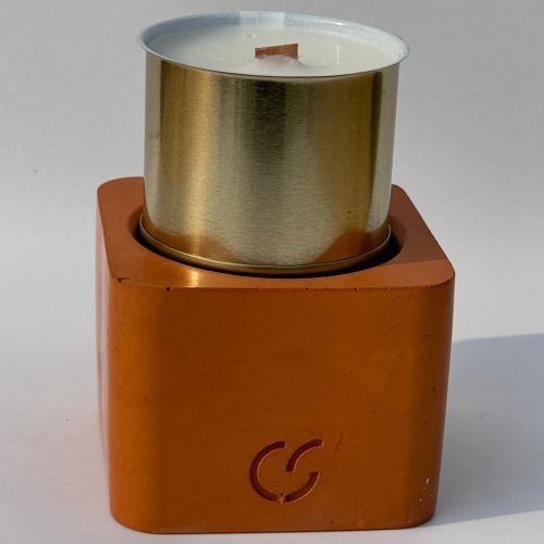 CS-Beton Tischfeuer VARIO ODORE 2er Set aprikot Betondeko mit austauschbarer Wachsdose