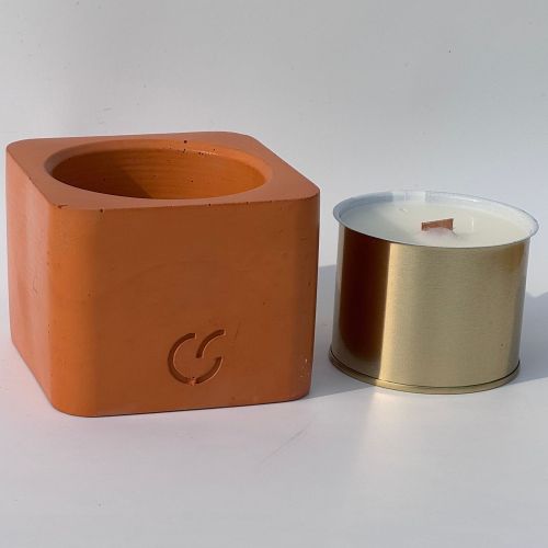 CS-Beton Tischfeuer VARIO ODORE 2er Set aprikot Betondeko mit austauschbarer Wachsdose