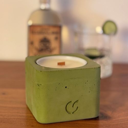 CS-Beton Tischfeuer VARIO ODORE 2er Set bambus-grün Betondeko mit austauschbarer Wachsdose