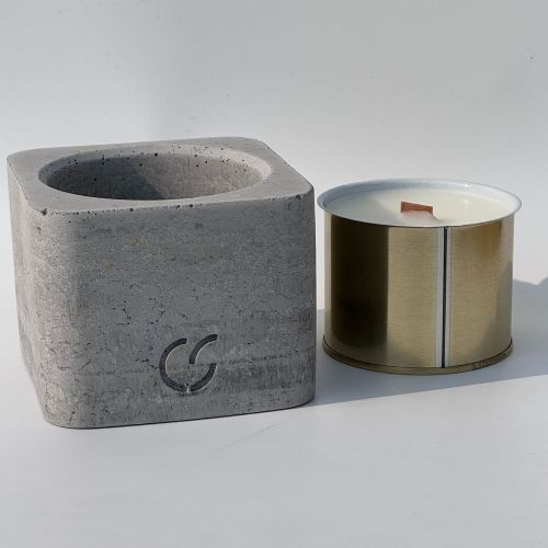 CS-Beton Tischfeuer VARIO ODORE 2er Set betongrau Betondeko mit austauschbarer Wachsdose