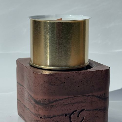 CS-Beton Tischfeuer VARIO ODORE 2er Set nussbaum Betondeko mit austauschbarer Wachsdose