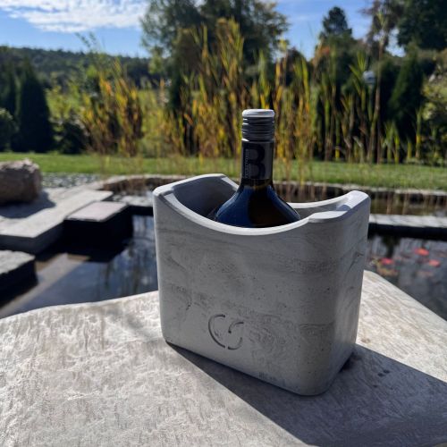 CS-Beton Weinkühler Bocksbeutel betongrau Weinkühler aus Beton für Garten und Terrasse