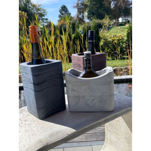 CS-Beton Weinkühler Bocksbeutel betongrau Weinkühler aus Beton für Garten und Terrasse