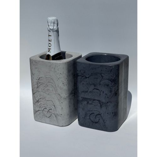 CS-Beton Weinkühler betongrau eckig Weinkühler aus Beton für Garten und Terrasse