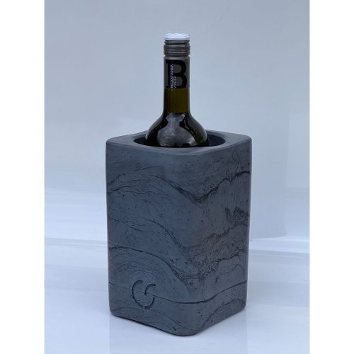 CS-Beton Weinkühler dunkelgrau eckig Weinkühler aus Beton für Garten und Terrasse