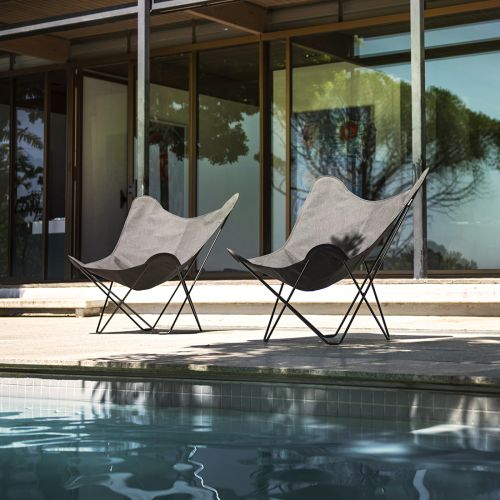 CUERODESIGN Outdoorsessel Sunshine Mariposa Charcoal Pique mit schwarzem Stahlgestell und Sunbrella-Textil