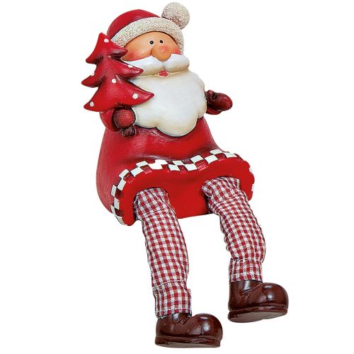 Dekofigur Kantenhocker Weihnachtsmann mit Baum aus Polyresin 10-20cm 