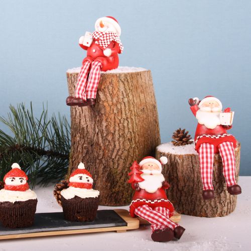 Dekofigur Kantenhocker Weihnachtsmann mit Baum aus Polyresin 10-20cm 