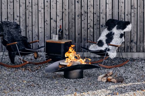 ELLIPSE Feuerschale Feuerschale mit Grill-Möglichkeit schwenkbare Brennschale Corten-Stahl
