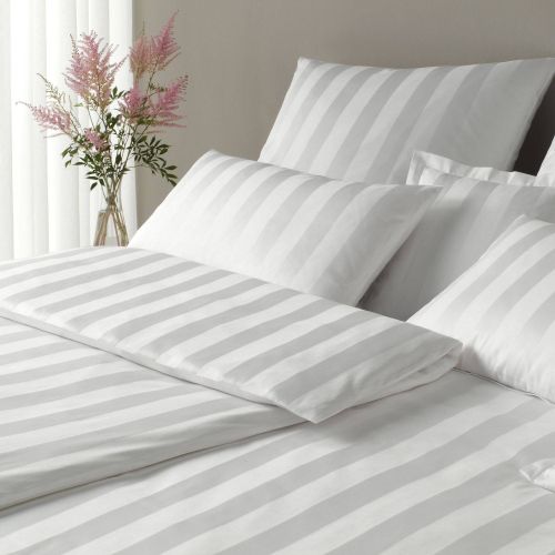 Elegante Bettwäsche Mako Satin NOBLESSE weiß Bettbezug mit Kissenhülle