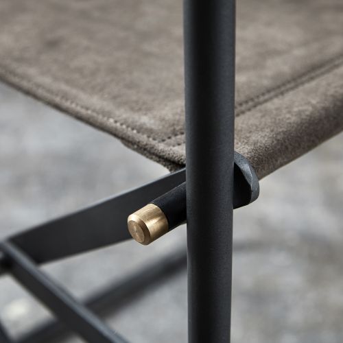 FUHRHOME Hollywood Stuhl Grey aus Wildleder und Metall klappbar