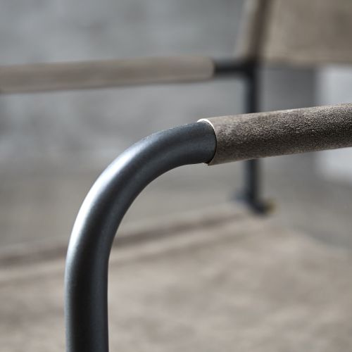 FUHRHOME Hollywood Stuhl Grey aus Wildleder und Metall klappbar