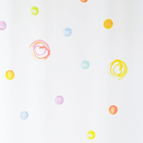 HOMING Vorhang mit verdeckten Schlaufen Bubble multicolor Transparente Gardine mit bunten Kreisen