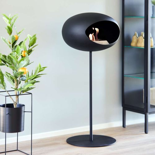 Le Feu Steel Bioethanol Kamin, stehend Schwarz 115cm, Stange 80cm, schwarz, Bodenplatte schwarz