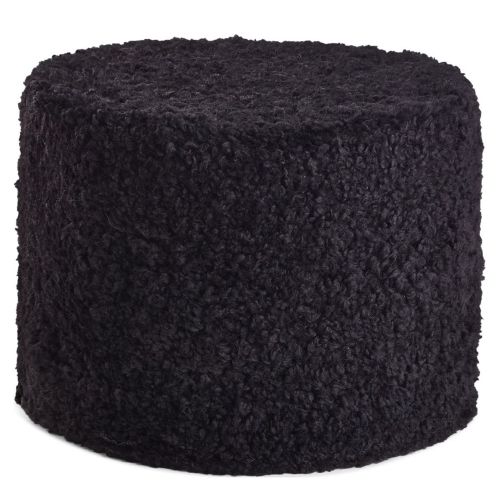 Natures Collection Pouf Echtfell Kurzwolle lockig Black