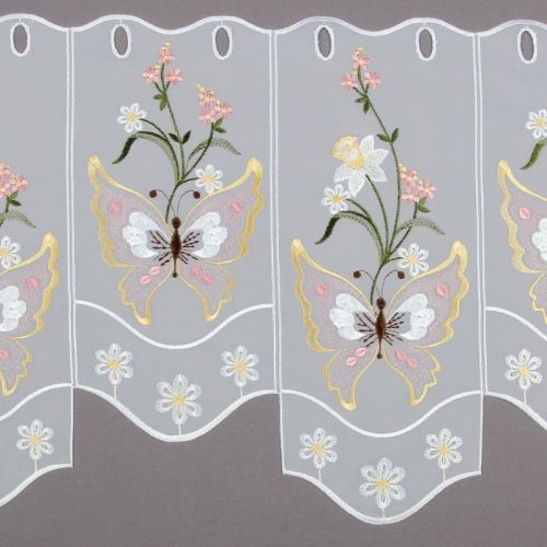 Panneaux Stickerei Narzisse mit Schmetterling Plauener Spitze - Höhe: 40 cm