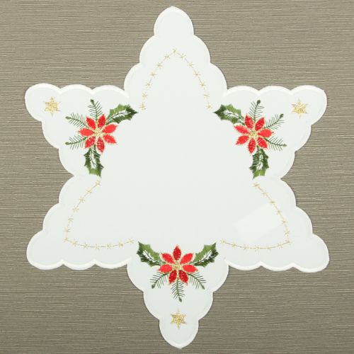 Plauener Spitze Weihnachtsdecke Christstern 28cm Zierdeckchen Weihnachtsstickerei