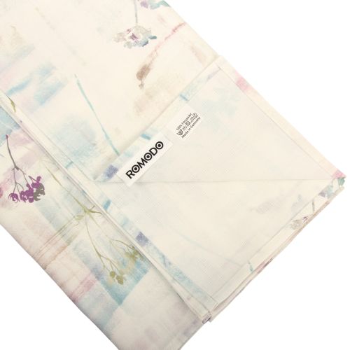ROMODO Tischdecke Eppendorf 130 x 170 cm Druck Gräser Pastell blau lila rose gesäumt