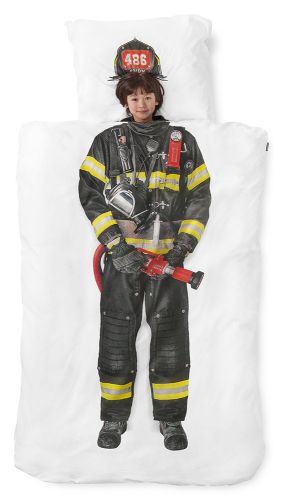 SNURK Bettwäsche Feuerwehrmann 100% Perkal-Baumwolle 135x200 cm