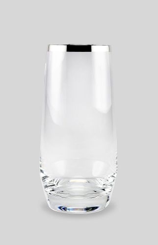 Sonja Quandt Wasserglas Avantgarde Kristallglas mit Silberrand