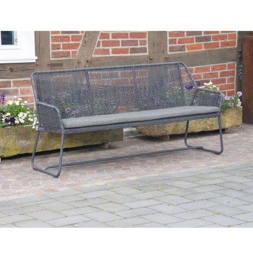 SonnenPartner 3-Sitzer Bank OBSERVER coal grey Gartenbank Alu Geflecht inkl. Kissen Olefingewebe