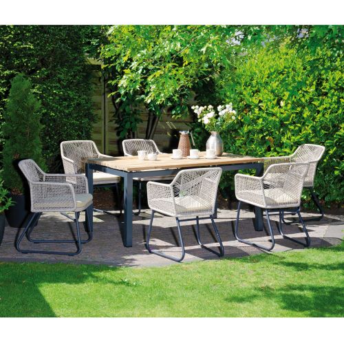 SonnenPartner Diningessel COUTURE white Gartensessel Alu inkl.Kissen Kunststoffgeflecht