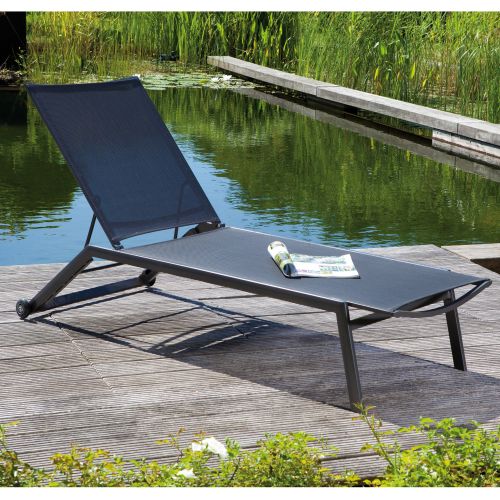 SonnenPartner Gartenliege SONOA Gestell 2er Set anthrazit 2 Stück Sonnenliege Alu Textilgewebe schwarz