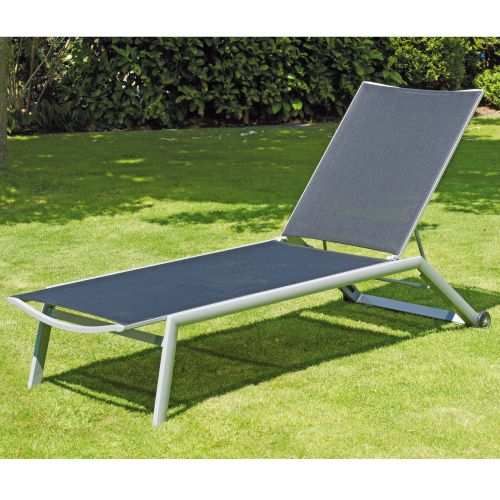 SonnenPartner Gartenliege SONOA Gestell 2er Set silber 2 Stück Sonnenliege Alu Textilgewebe schwarz