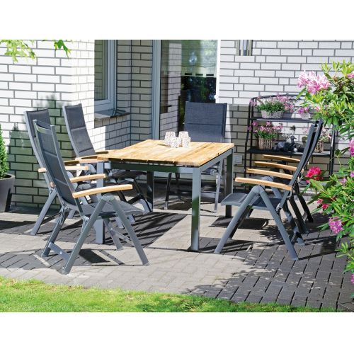 SonnenPartner Klappsessel SIERRA Gestell anthrazit Gartensessel Alu Teakholzarmlehne Polstertextil