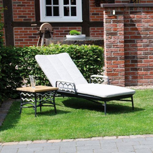 SonnenPartner Lounge Liege YALE silbergrau Sonnenliege mit Auflage Alu Kunststoffgeflecht Polyrope