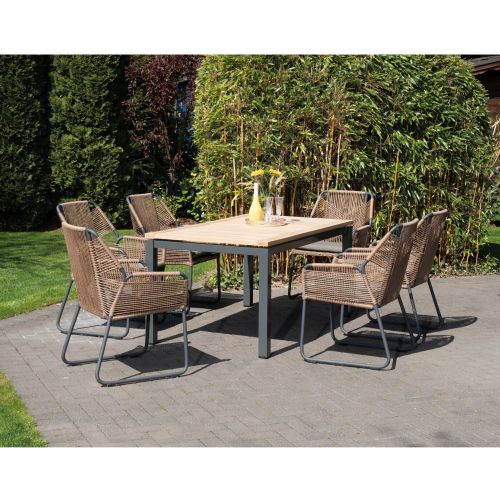 SonnenPartner Sessel OBSERVER honey braun Gartensessel Alu Geflecht inkl. Kissen Olefingewebe