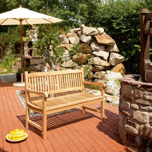 SonnenPartner Sitzbank BUCKINGHAM 2-Sitzer natur Gartenbank Pure Teakholz