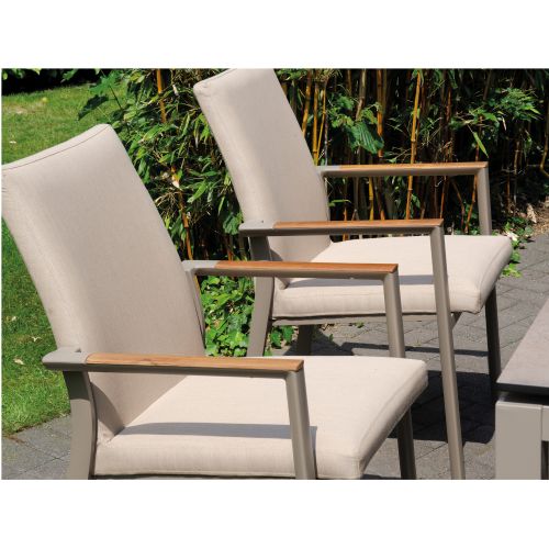 SonnenPartner Stapelsessel UNITED 4er Set champagner 4 Stück Gartensessel gepolstert Alu Outdoor Textil