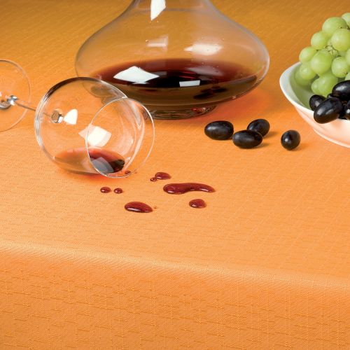 Tischdecke Leinenoptik mit Fleckschutz orange 130x170cm 
