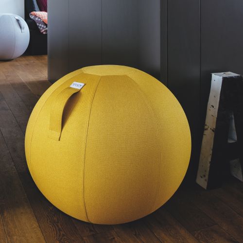 VLUV LEIV ergonomischer Sitzball 60-65cm Mustard robuste hochwertige canvas-ähnliche Stoffqualität 