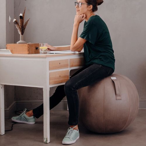 VLUV VEEL Lederimitat-Sitzball 60-65cm Elephant ergonomisches Sitzmöbel Elegant wie Leder samtig wie Stoff