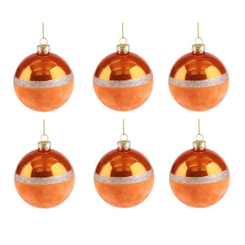 Weihnachtskugel Seoul Samt Set 8cm orange