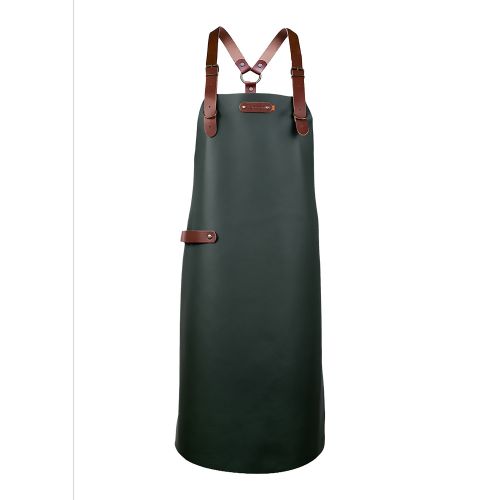 Xapron Lederschürze BOVINE mit Schulterband dark green