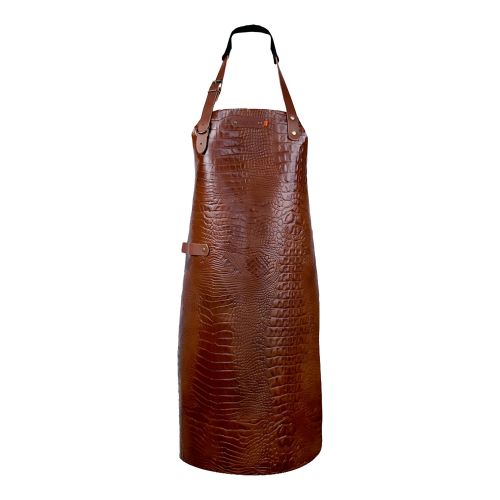 Xapron Lederschürze NEW YORK CAIMAN mit Nackenriemen cognac