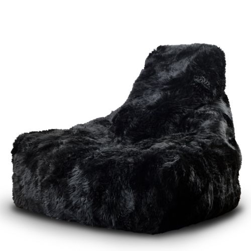 b-bag extreme lounging Sitzsack mighty-b Sheepskin FUR Black