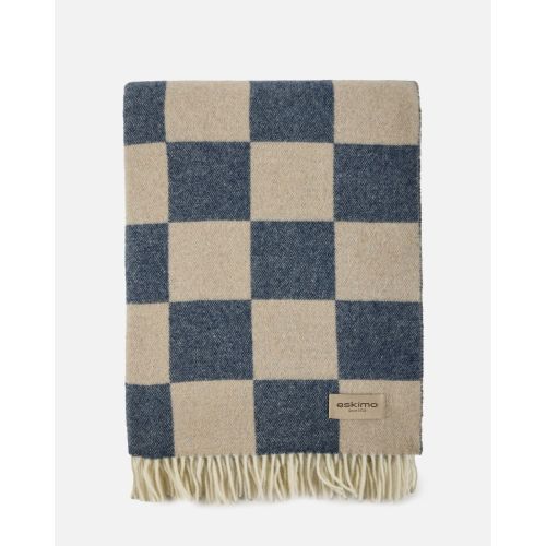 eskimo Decke Checks Schachbrett marine beige