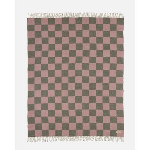 eskimo Decke Checks Schachbrett oliv rose Schweizer Merino-Wolldecke gemustert
