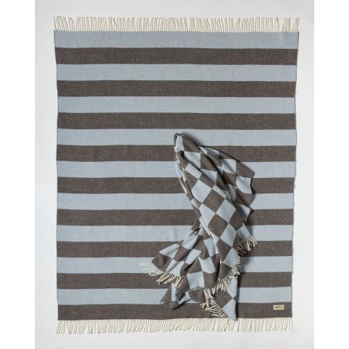 eskimo Decke Stripes Streifen braun ciel Schweizer Merino-Wolldecke zweifarbig