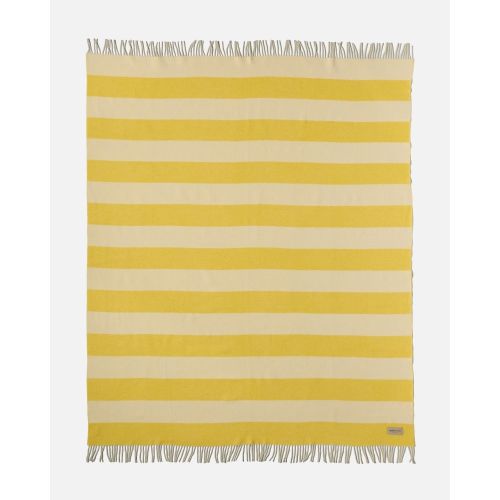 eskimo Decke Stripes Streifen gelb ecru Schweizer Merino-Wolldecke zweifarbig