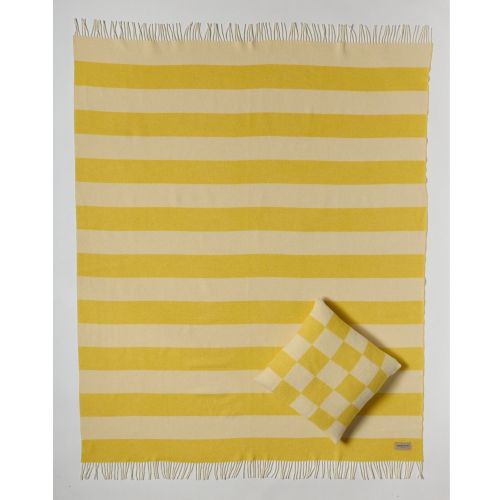 eskimo Decke Stripes Streifen gelb ecru Schweizer Merino-Wolldecke zweifarbig
