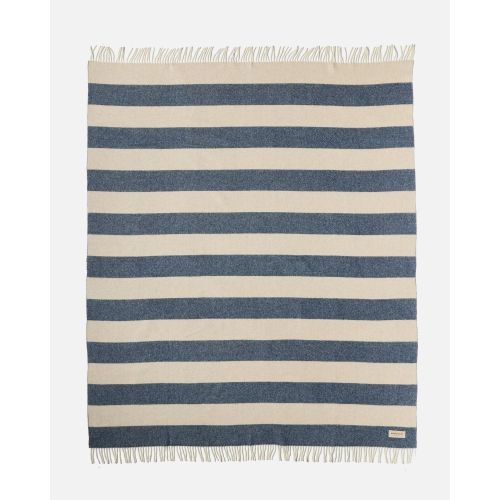 eskimo Decke Stripes Streifen marine beige Schweizer Merino-Wolldecke zweifarbig