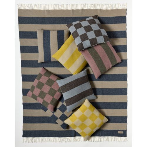 eskimo Decke Stripes Streifen marine beige Schweizer Merino-Wolldecke zweifarbig