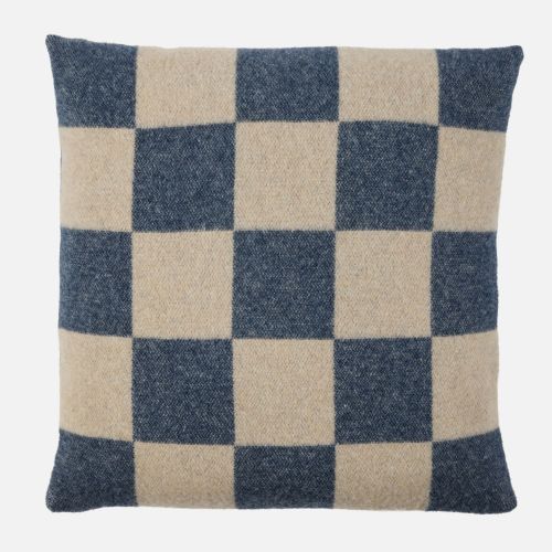 eskimo Kissen Checks Schachbrett marine beige