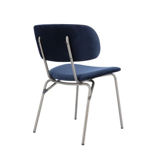 jankurtz GIULIA Stuhl dunkelblau 46 cm Gestell aus Stahlrohr und Samtbezug